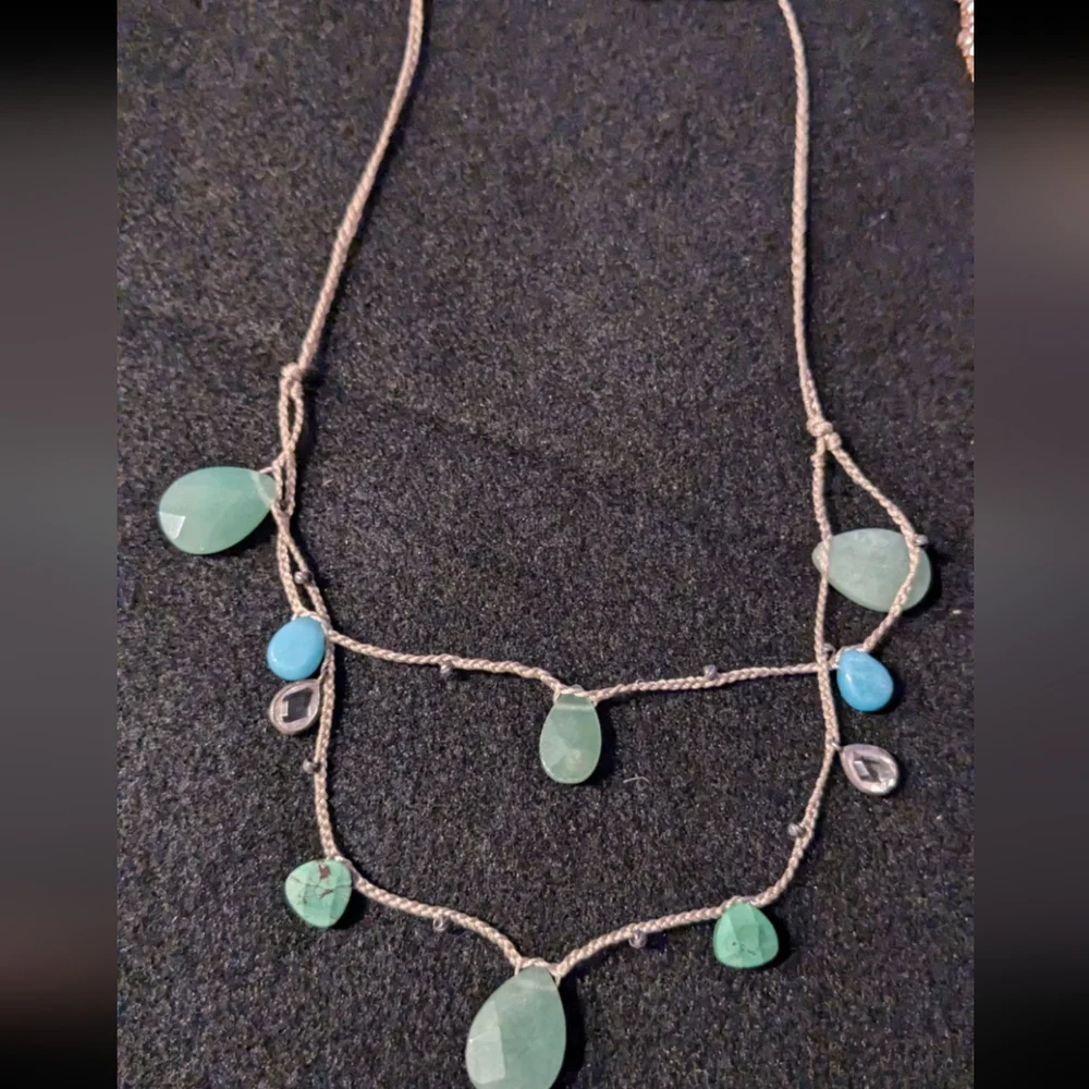 Silpada Cubic Zirconia Amazonite Howlite Turquoise Silver Knotted Necklace - Picture 4 of 9